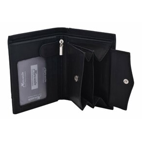 Kožená čierna peňaženka s ozdobným prešívaním