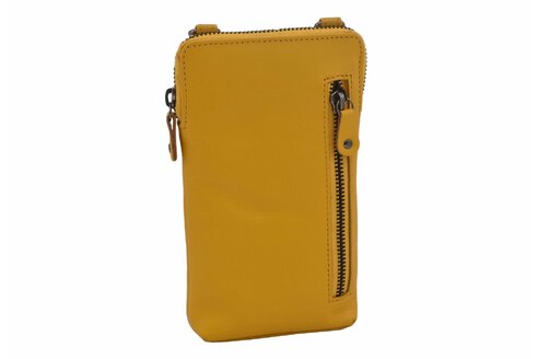 Dámska kožená crossbody kabelka žltá 2511539